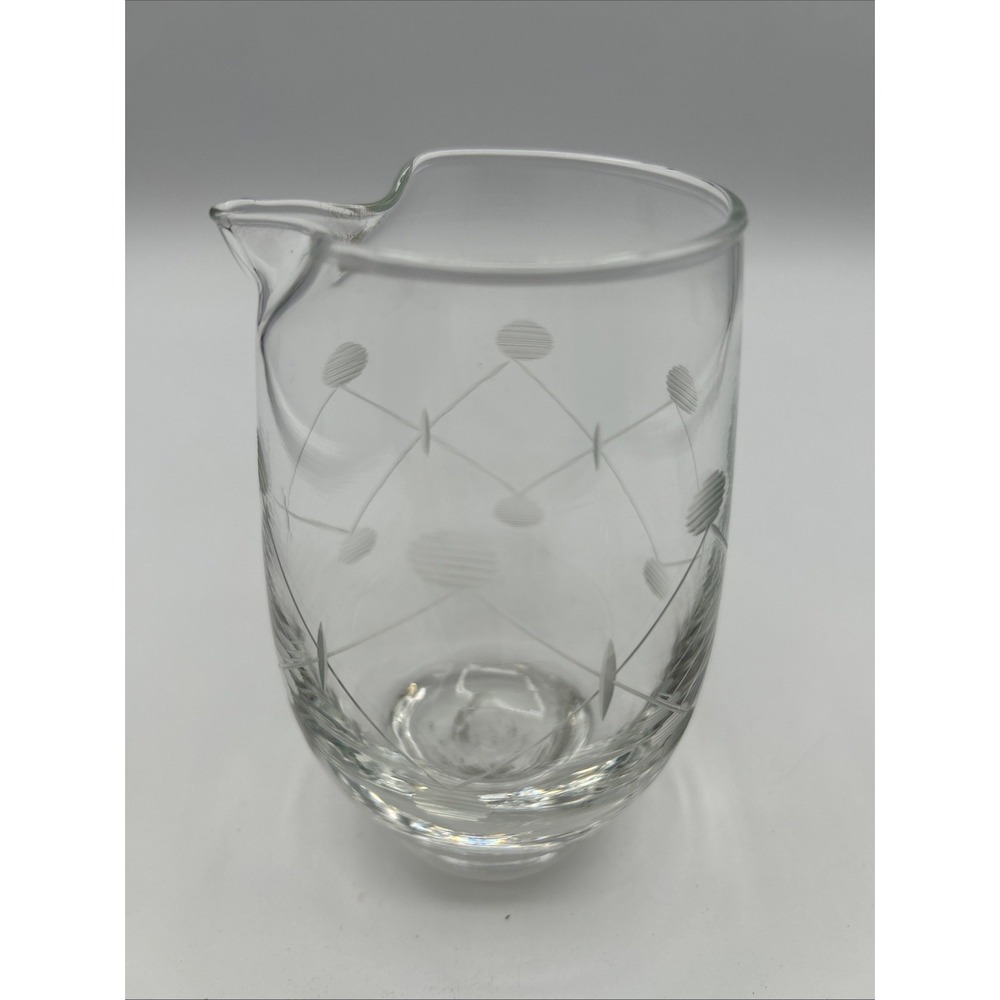 Vintage Mid-Century Libbey Century Line Etched Cut Clear Glass Mini Pitcher 5.5”